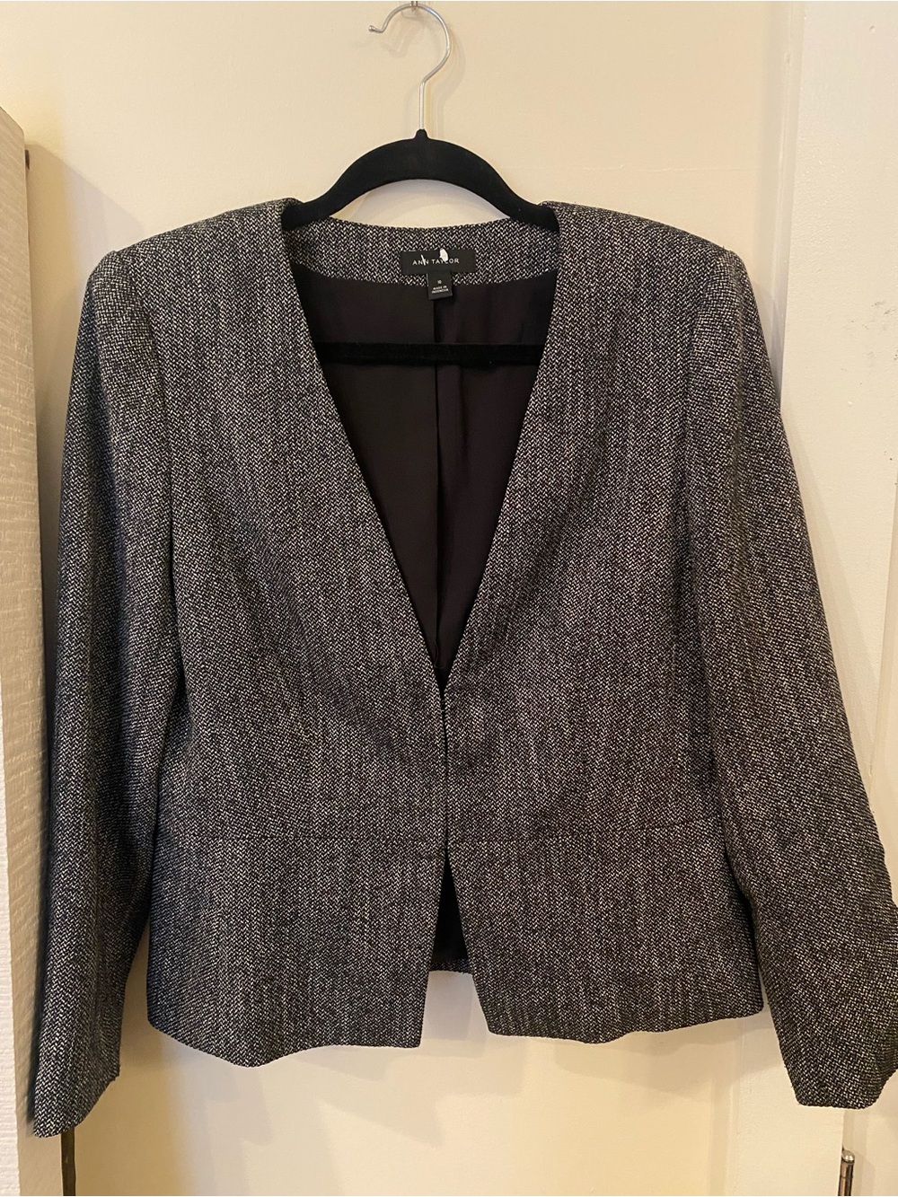 Ann Taylor Black and White Herringbone Blazer